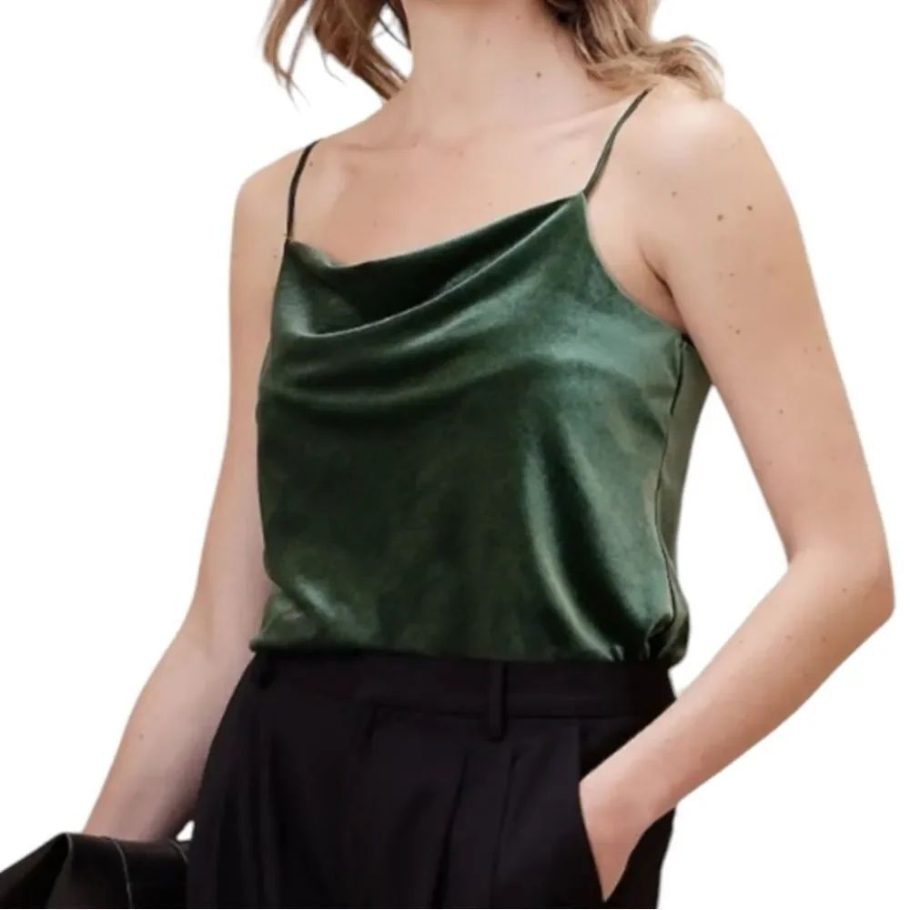 NWT BANANA REPUBLIC Velvet Draped Front Camisole Tank Top XL